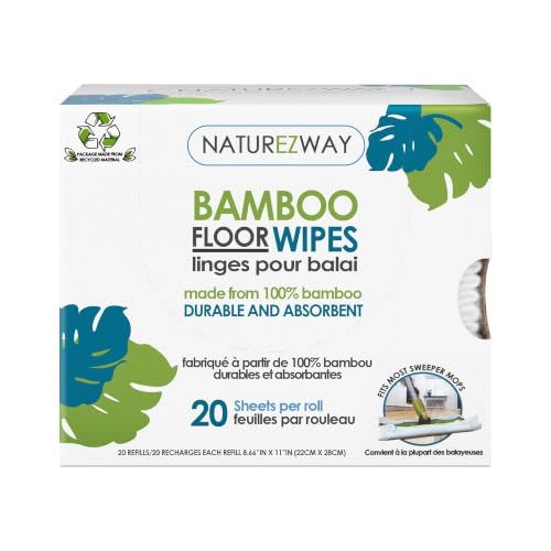 NatureZway Bamboo Floor Cleaning Wipes - 20 Count, Eco-Friendly