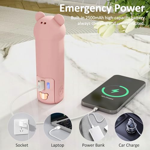 Pink Portable Handheld Fan - 3-in-1 USB Rechargeable Mini Fan