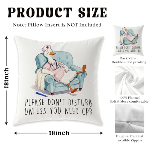 Funny Goose Nurse Pillow Cover 18x18 - Nurse Appreciation Gift