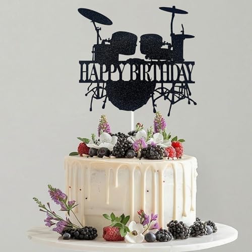 Music-Themed Happy Birthday Cake Topper - Drummer Decoration
