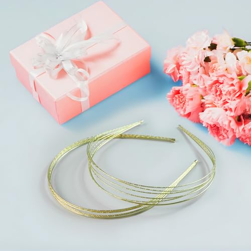 GAQWOK Multi-Layer Metal Headbands for Women - 2 Pcs Gold Hair Bands