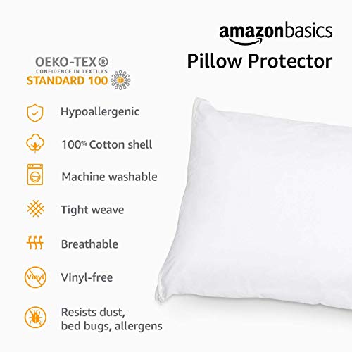 Amazon Basics Hypoallergenic Body Pillow Protector, 21x55 Inch Cotton Cover