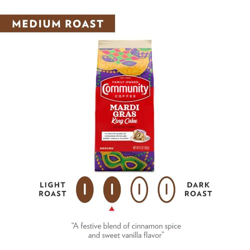 Community Coffee Mardi Gras King Cake Flavored Ground Coffee, 32 oz