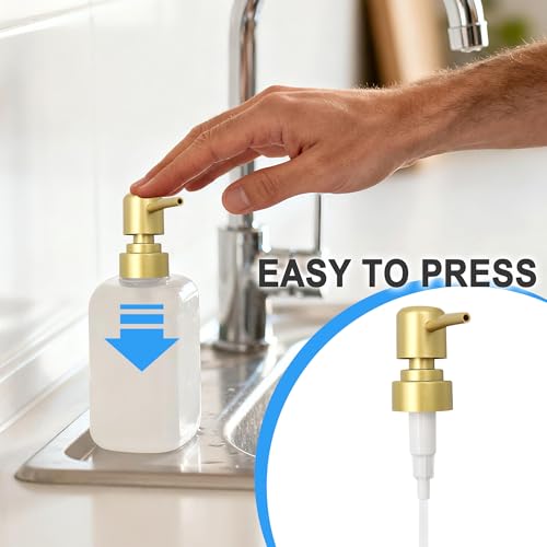 Gold Soap Dispenser Pump Replacement Set - 4 Pack for Bathroom & Kitchen