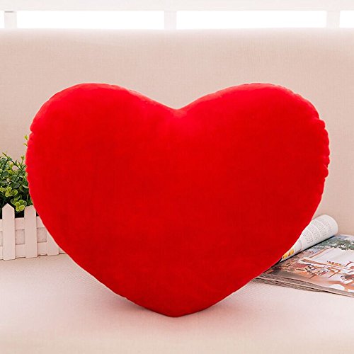 Red Heart-Shaped Plush Throw Pillow - Soft Decorative Cushion 30x38cm