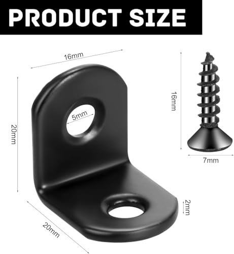 12 Pack Stainless Steel L Brackets for Shelf Support - 20x20x16mm