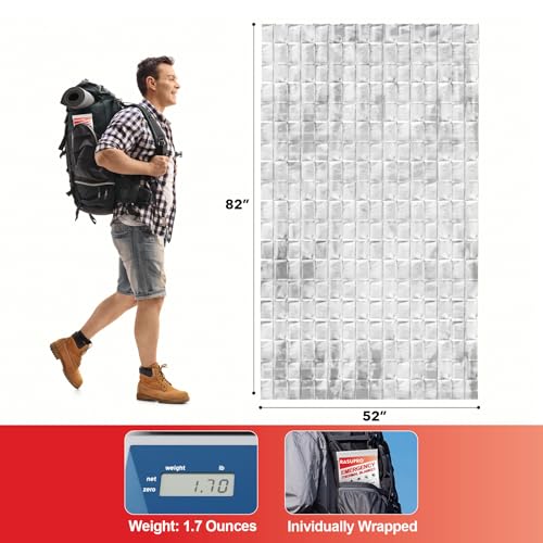 9 Pack Emergency Blankets, Outdoor Survival Emergency Insulated Gear, Mylar Thermal Space Insulated Blanket, Perfect for Camping, Hiking, Running, Marathon, Wilderness Rescue or First Aid