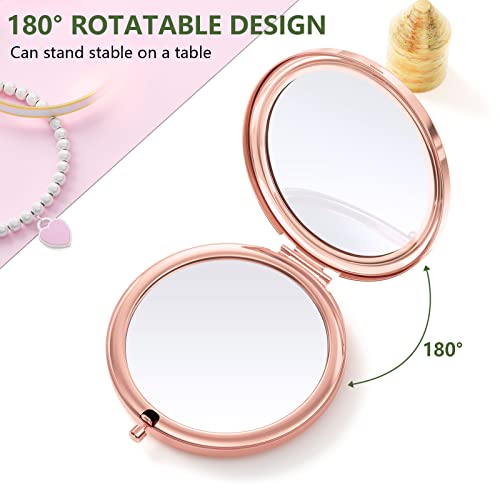 Nipichsha Compact Pocket Travel Makeup Mirror - 2X/1X Rose Gold