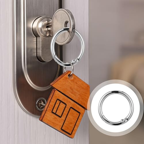 40 Pack 0.5 Inch Round Buckle Clips, Metal Spring O Rings Silver Carabiner Clips Keychain Snap Hook Zinc Alloy Keyring Buckle for Bag Purse Craft DIY