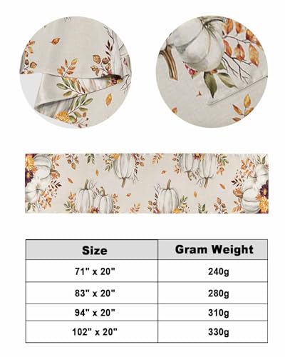 Thanksgiving Pumpkin Maple Leaf Watercolor Bed Runner for King Size Beds 102x20in
