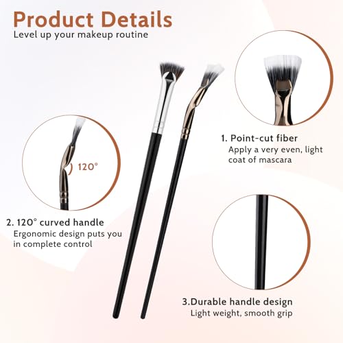 WY LIGHTING LEVEL 2Pcs Angled Fan Lash Brush & Eyelash Separator Wand