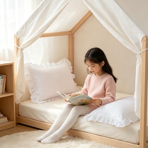 Sewdudely White Ruffle Toddler Pillowcase 14"x20" - Set of 2 Soft Microfiber