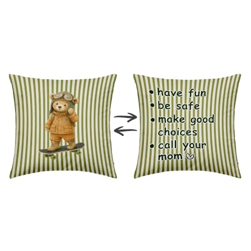 Dibor Funny Call Your Mom Bear Throw Pillow Cover 18x18 - Double-Sided Decorative Cushion for College Dorm