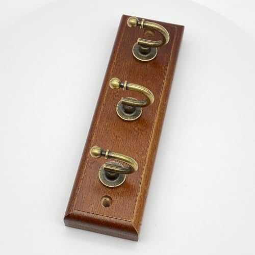 6.7 Inch Wooden Key Holder with 3 Retro Hooks - Wall Mounted Key Rack