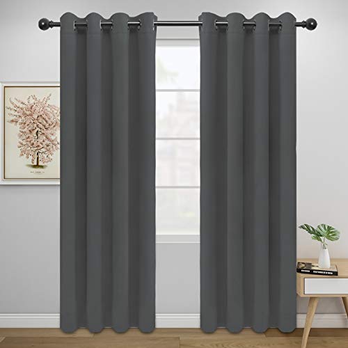 Easy-Going Thermal Insulated Blackout Curtains, Grey, 52 x 84 Inch, 2 Pack