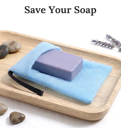 Exfoliating Bar Soap Pouch & Scrubber Bag 4-Pack - Nylon Soap Saver