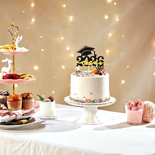 Congrats Grad 2026 Cake Topper - Glitter Graduation Decoration
