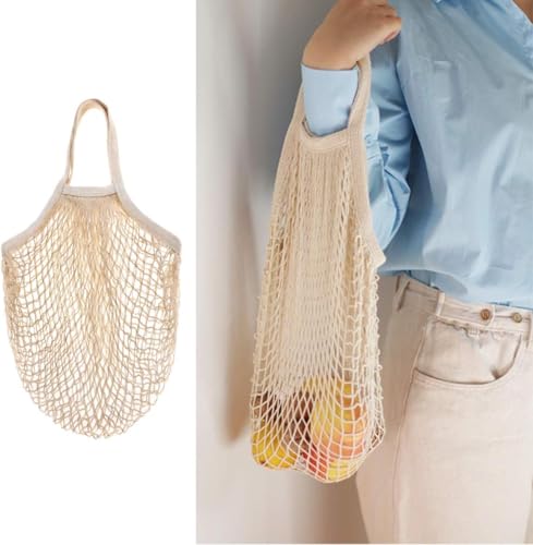 Reusable Cotton Mesh Produce Bags - Pack of 2 for Groceries