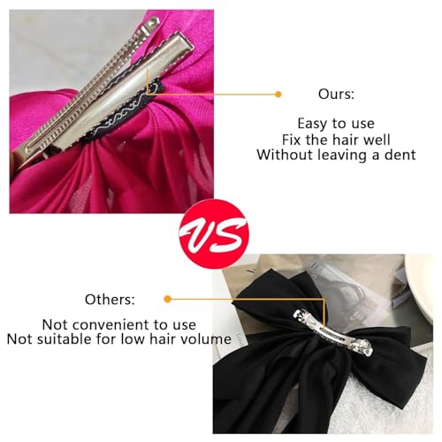 THSIREE 4PCS Oversized Satin Hair Bows with Long Tails and Clips