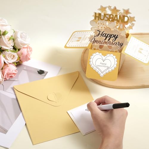 Pop Up Anniversary Card for Husband - 3D Gold Fireworks Design