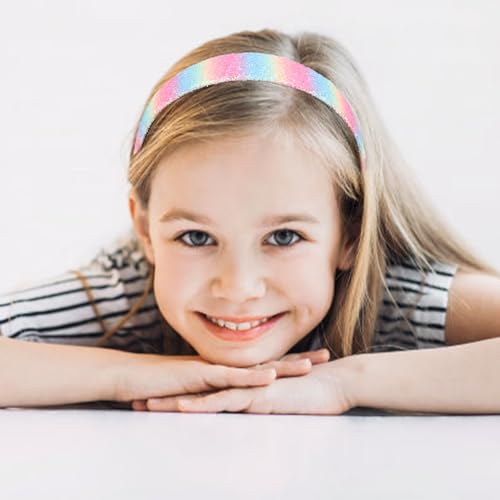 AMCAMI Glitter Headband for Girls Pink Stripes Sparkly Hair Band