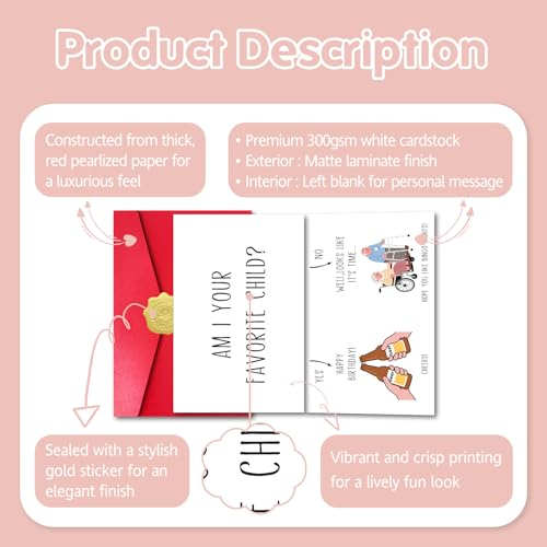 Funny Double-Sided Birthday Card for Dad & Mom - 8x5.3in