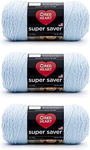 Red Heart Super Saver Yarn 3-Pack Blue Bell - Worsted Weight Acrylic for Crocheting & Knitting