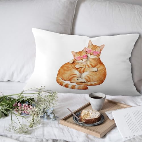 Orange Tabby Cat Gifts Lumbar Pillow Covers 12x20 - Rustic Design
