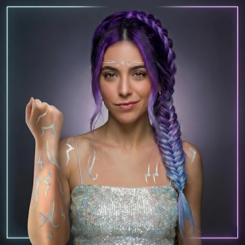 Kpop Demon Mark Fake Tattoos - 50PCS Holographic Korean Dark Symbol Temporary Tattoos for Cosplay & Halloween