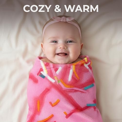 Zulay Kitchen Pink Glazed Donut Blanket - Soft Flannel Throw for Adults & Kids, 36 Inches
