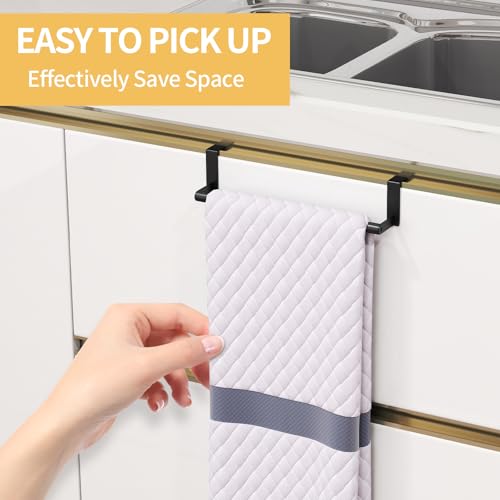 STWWO Over the Door Towel Rack for Kitchen Cabinet - Black