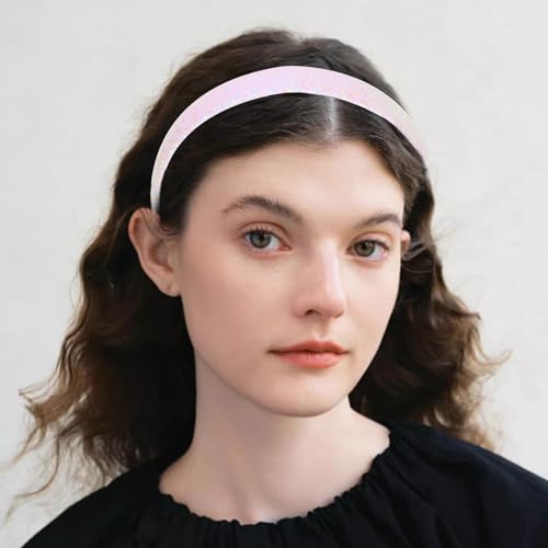 Semato Pink Glitter Headband for Girls Sparkly Wide Non-Slip Hairband