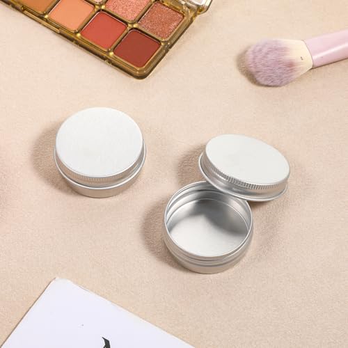 Ezymivs 0.5 Oz Aluminum Metal Tins with Lids - 8 Pack Round Travel Cosmetic Jars for Lip Balm and Cream