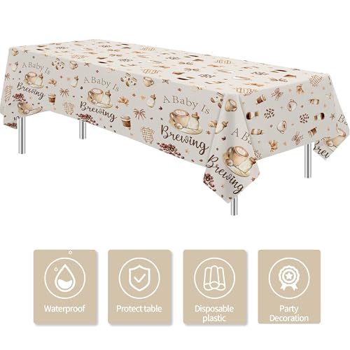 Coffee Baby Shower Tablecloth - 3Pcs 'A Baby is Brewing' Theme