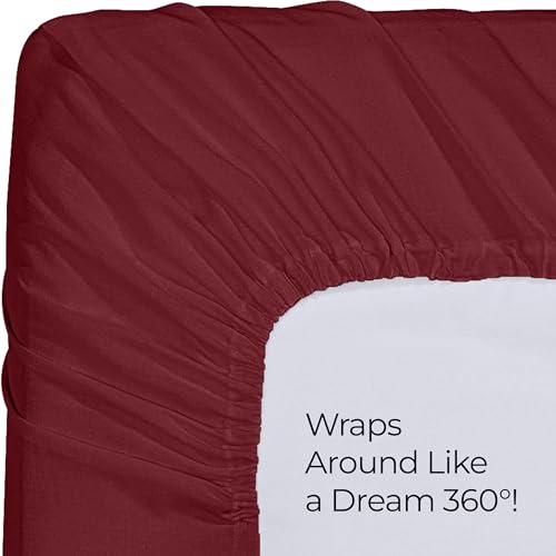 Utopia Bedding Full Fitted Sheet, Deep Pocket Microfiber in Burgundy
