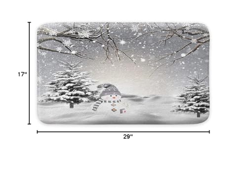 JAWO Winter Christmas Bath Mat - Cute Snowman Non-Slip Rug 17x29"