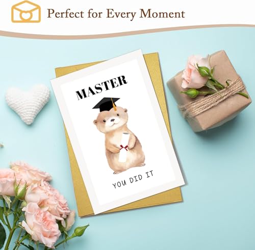Funny Otter Graduation Card for Master's Degree - 8x5.3in
