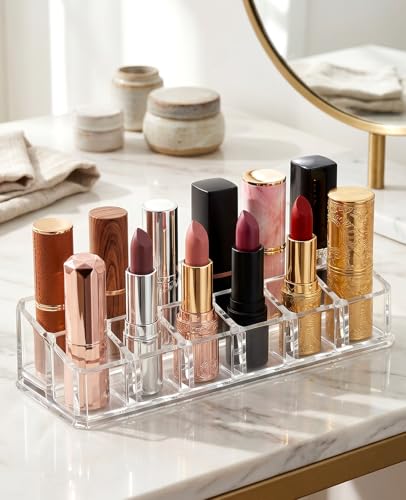 2pcs Lipstick Organizer - Clear Acrylic Holder for Lip Gloss & Perfume