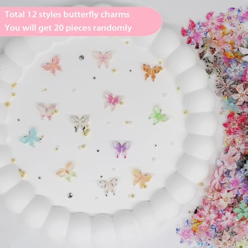 3D Flower & Butterfly Nail Charms Set - 100+ Pcs Summer Gel Nail Gems