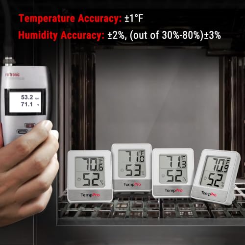 TempPro TP49 Digital Hygrometer Indoor Thermometer - White
