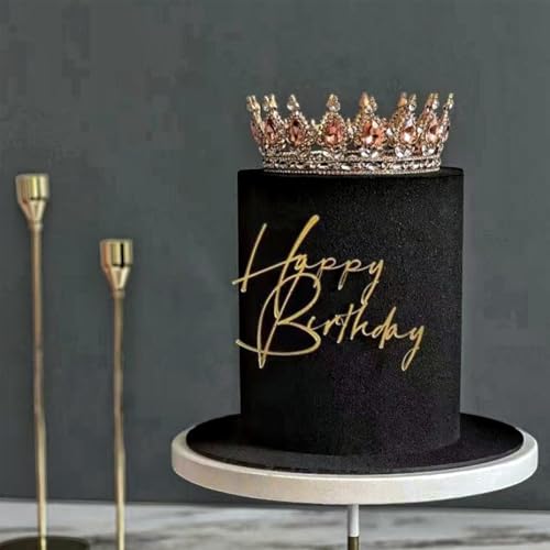 Happy Birthday Cake Topper Golden Acrylic 9 Pack Party Decor
