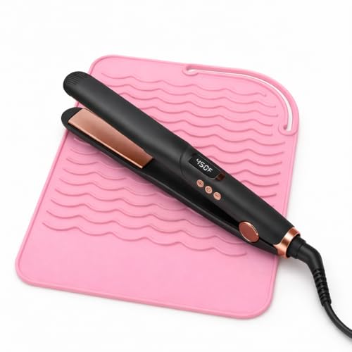 Heat Resistant Silicone Mat for Hair Straightener & Curling Iron - Pink 9x6.5"