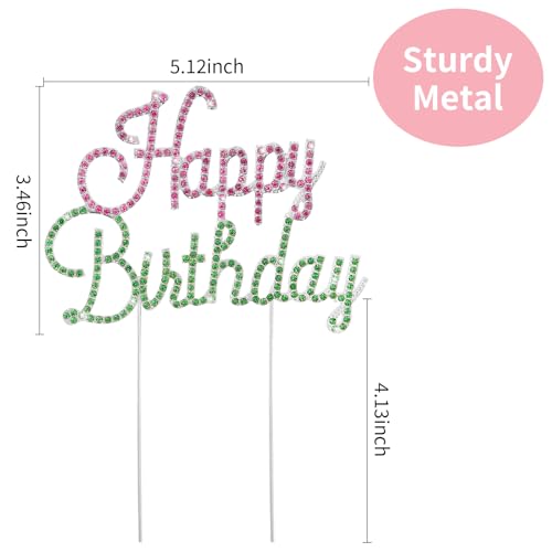 Witch Theme Birthday Cake Topper - Pink & Green Rhinestones