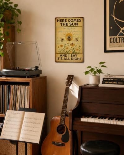 Here Comes The Sun Vintage Metal Tin Sign - 8x12 Inch Wall Art