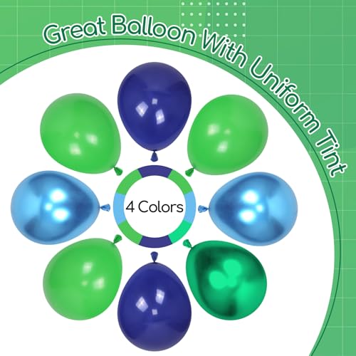 Metallic Blue Green Balloons Set - 60pcs 12inch & 10inch