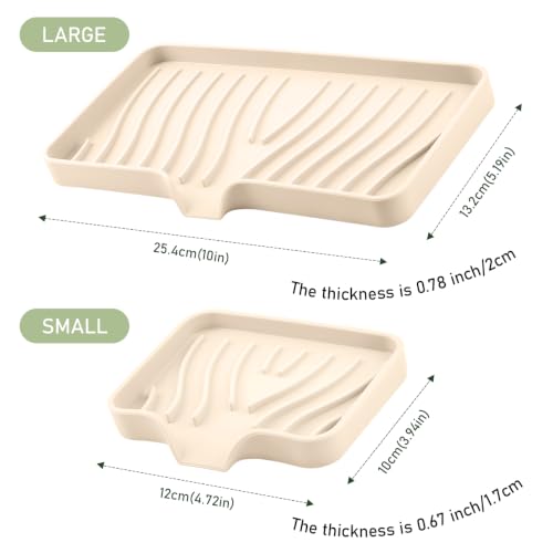 PARIERIS Silicone Self-Draining Soap Dish Holder - Off White, 2 Short Tray Set