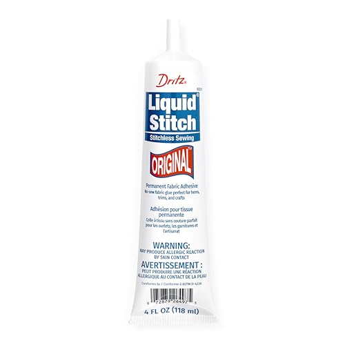 Dritz Original Liquid Stitch Fabric Glue - 4 oz Permanent No-Sew Adhesive