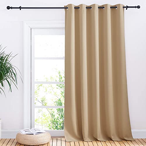 NICETOWN Blackout Sliding Door Curtains, 70x95 inches, Biscotti Beige