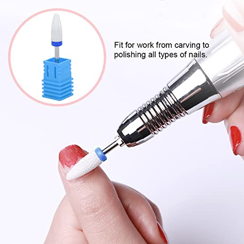 AUNMAS Ceramic Nail Drill Bit Corn Head Medium Frosted Blue
