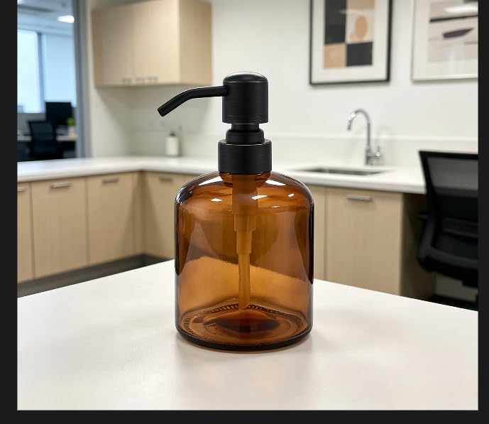Oil Rubbed Bronze Glass Soap Dispenser - 11 Oz Refillable Pump